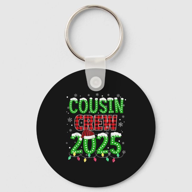 Cousin Crew 2025 Christmas Xmas Lights Santa Pajam Key Ring (Front)