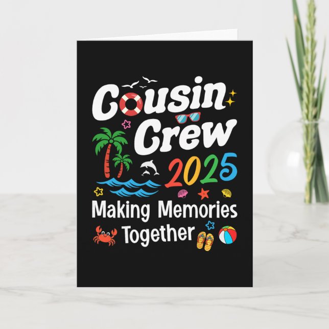 Cousin Crew 2025 Summer Vacation Beach Family Trip Card (Front)