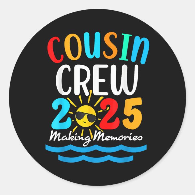 Cousin Crew 2025 Summer Vacation Beach Family Trip Classic Round Sticker (Front)