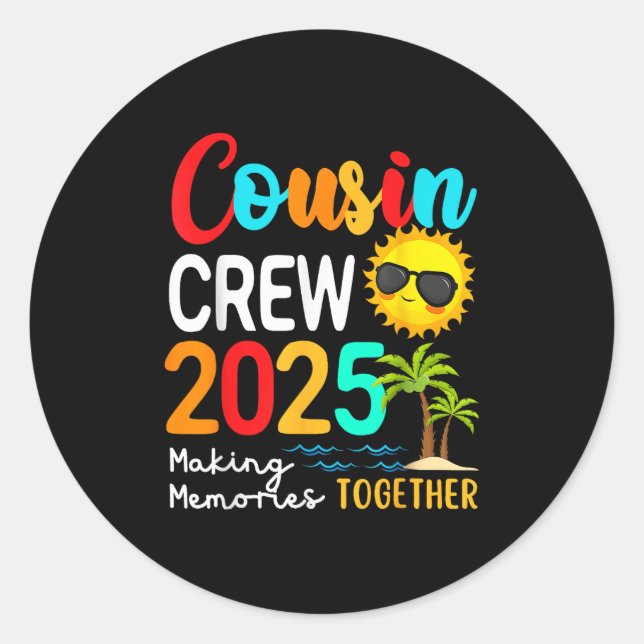 Cousin Crew 2025 Summer Vacation Beach Matching Fa Classic Round Sticker (Front)