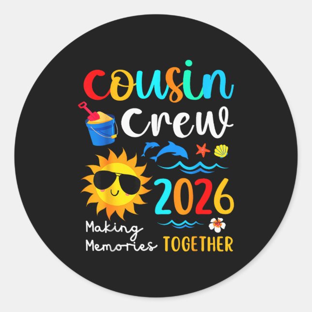 Cousin Crew 2026 Summer Vacation Beach Family Trip Classic Round Sticker (Front)