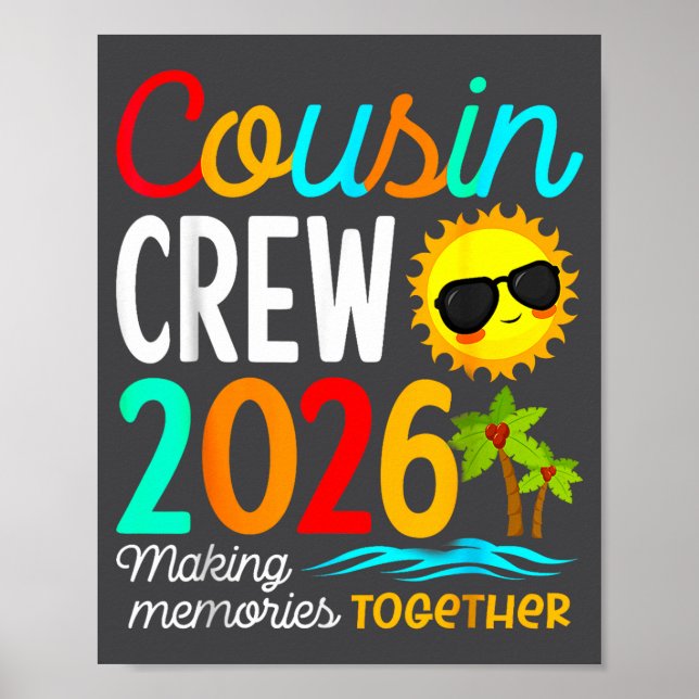 Cousin Crew 2026 Summer Vacation Beach Family Trip Poster (Front)