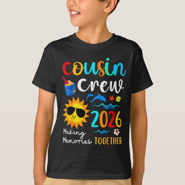 Cousin Crew 2026 Summer Vacation Beach Family Trip T-Shirt (Front)