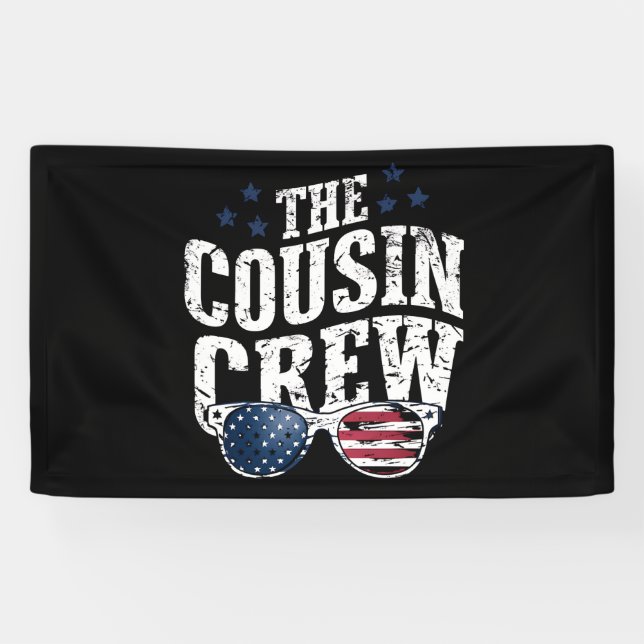 Cousin Crew 4th of July Patriotic American Family  Banner (Horizontal)