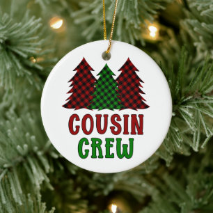 Cousin Crew Buffalo Plaid Christmas Tree Ceramic Tree Decoration