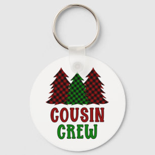 Cousin Crew Buffalo Plaid Christmas Tree Key Ring