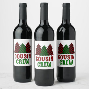 Cousin Crew Buffalo Plaid Christmas Tree Wine Label