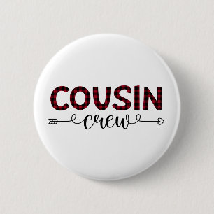 Cousin Crew Buffalo Plaid Pattern Christmas 6 Cm Round Badge
