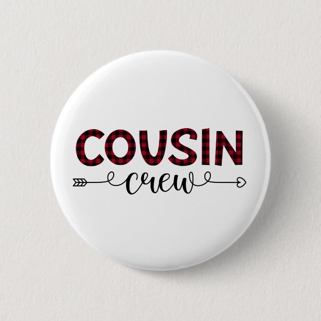 Cousin Crew Buffalo Plaid Pattern Christmas 6 Cm Round Badge (Front)
