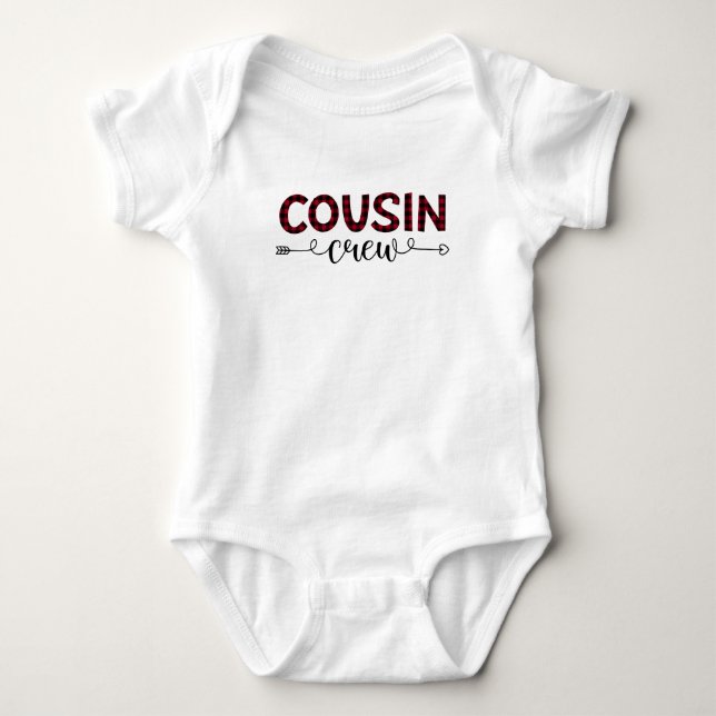 Cousin Crew Buffalo Plaid Pattern Christmas Baby Bodysuit (Front)