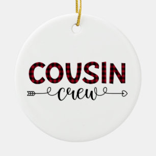 Cousin Crew Buffalo Plaid Pattern Christmas Ceramic Tree Decoration