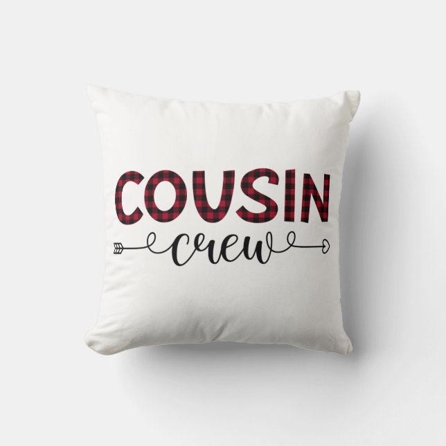 Cousin Crew Buffalo Plaid Pattern Christmas Cushion (Front)
