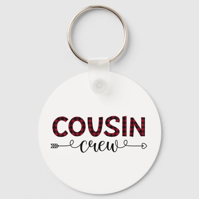 Cousin Crew Buffalo Plaid Pattern Christmas Key Ring (Front)