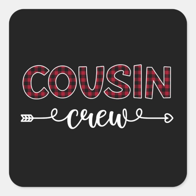 Cousin Crew Buffalo Plaid Pattern Family Christmas Square Sticker (Front)