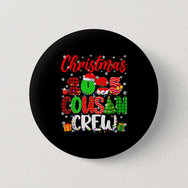 Cousin Crew Christmas 2025 Pjs Pajamas Xmas Family 6 Cm Round Badge (Front)