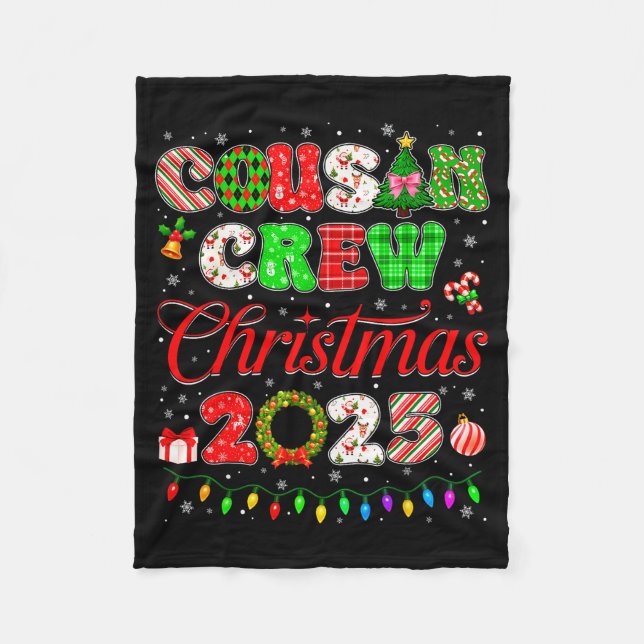 Cousin Crew Christmas 2025 Pjs Pajamas Xmas Family Fleece Blanket (Front)