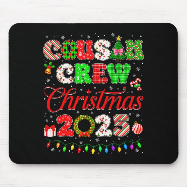 Cousin Crew Christmas 2025 Pjs Pajamas Xmas Family Mouse Mat (Front)