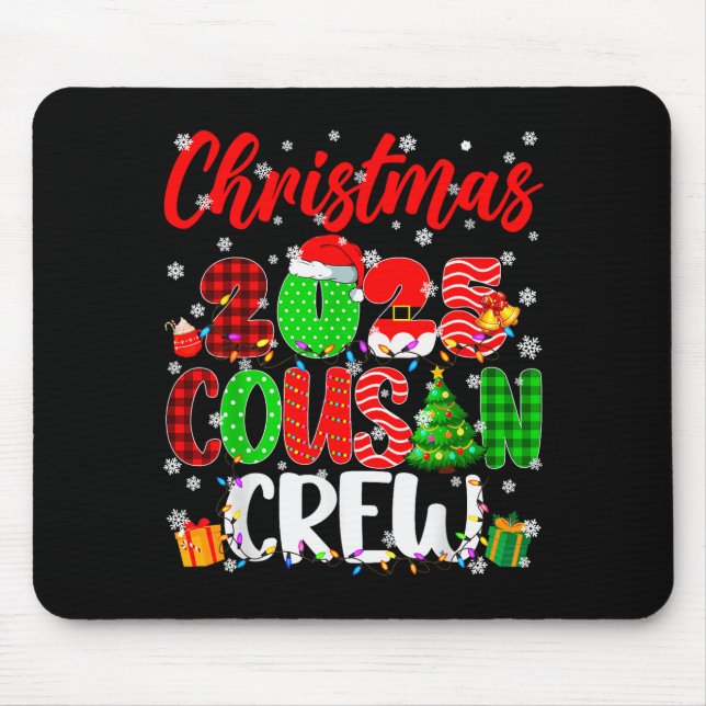 Cousin Crew Christmas 2025 Pjs Pajamas Xmas Family Mouse Mat (Front)