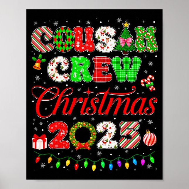 Cousin Crew Christmas 2025 Pjs Pajamas Xmas Family Poster (Front)