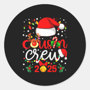 Cousin Crew Christmas 2025 Santa Kids Family Match Classic Round Sticker