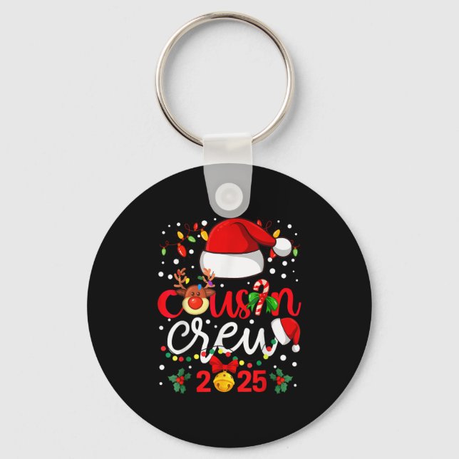 Cousin Crew Christmas 2025 Santa Kids Family Match Key Ring (Front)