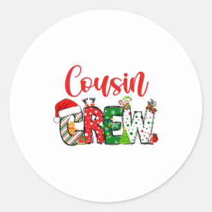 Cousin Crew Christmas Family Pajama Front And Back Classic Round Sticker
