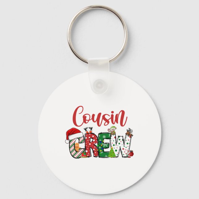 Cousin Crew Christmas Family Pajama Front And Back Key Ring (Front)
