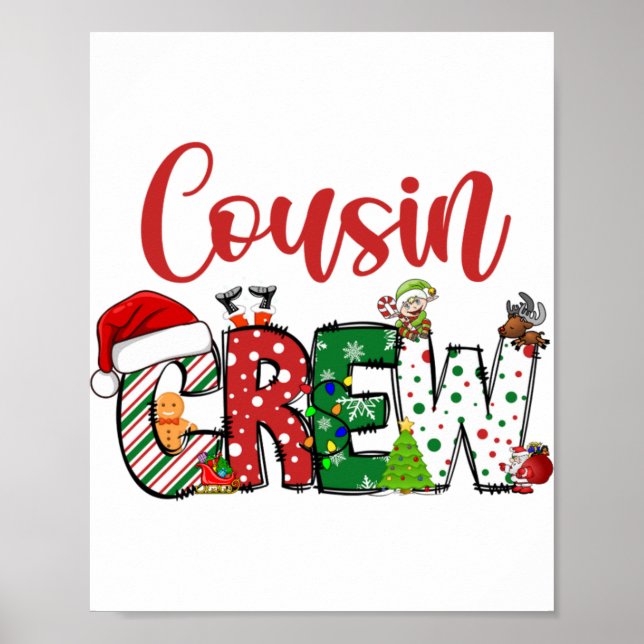 Cousin Crew Christmas Family Pajama Front And Back Poster (Front)