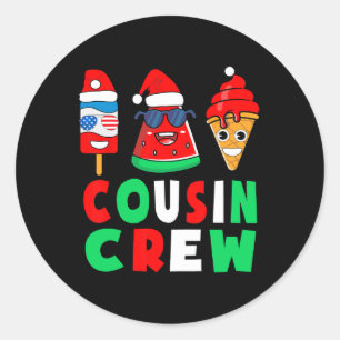 Cousin Crew Christmas In July Squad Pyjamas Matchi Classic Round Sticker