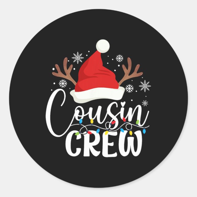 Cousin Crew Christmas Matching Xmas Lights Pajama  Classic Round Sticker (Front)