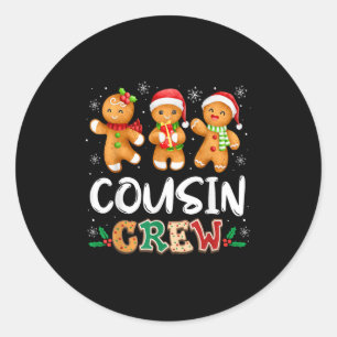 Cousin Crew Christmas Pajama Shirt Gingerbread Man Classic Round Sticker