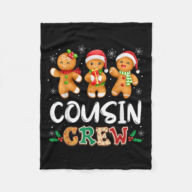 Cousin Crew Christmas Pajama Shirt Gingerbread Man Fleece Blanket (Front)