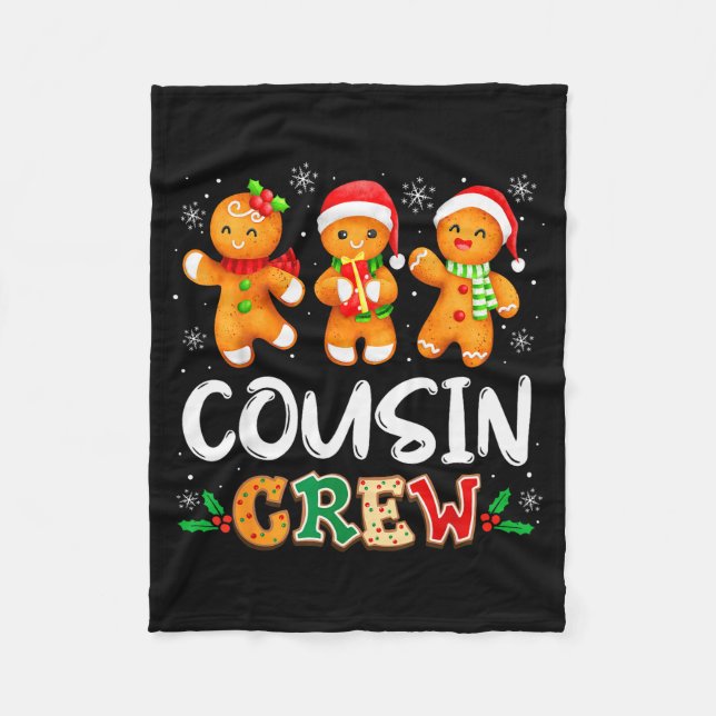 Cousin Crew Christmas Pajama Shirt Gingerbread Man Fleece Blanket (Front)