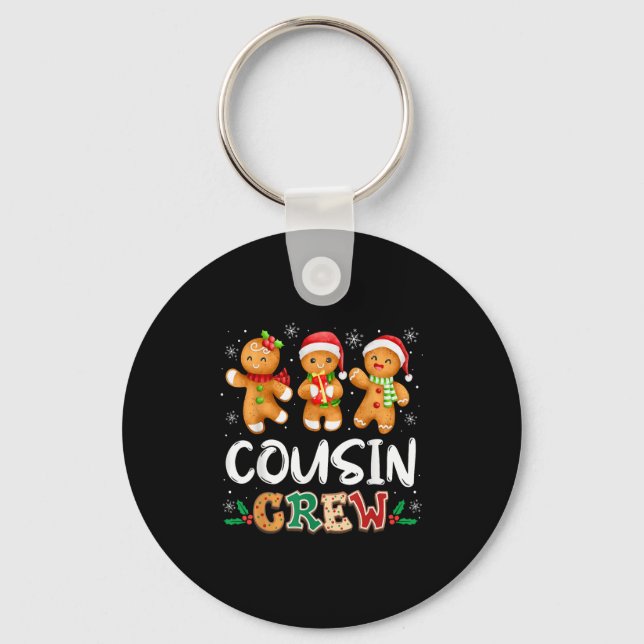 Cousin Crew Christmas Pajama Shirt Gingerbread Man Key Ring (Front)