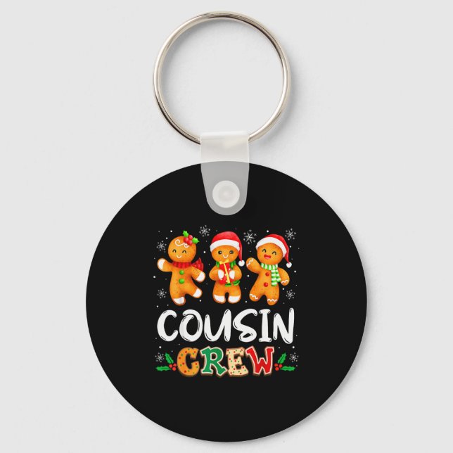 Cousin Crew Christmas Pajama Shirt Gingerbread Man Key Ring (Front)