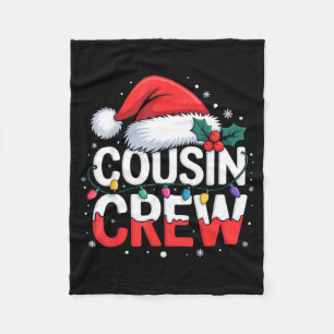 Cousin Crew Christmas Reindeer Antlers Hat Lights Fleece Blanket