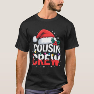 Cousin Crew Christmas Reindeer Antlers Hat Lights  T-Shirt