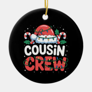Cousin Crew Christmas Santa Hat Family Holiday Ceramic Tree Decoration