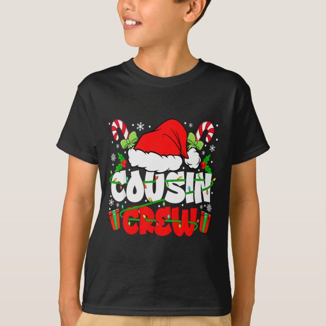 Cousin Crew Christmas Santa Hat Lights Xmas Men Bo T-Shirt (Front)
