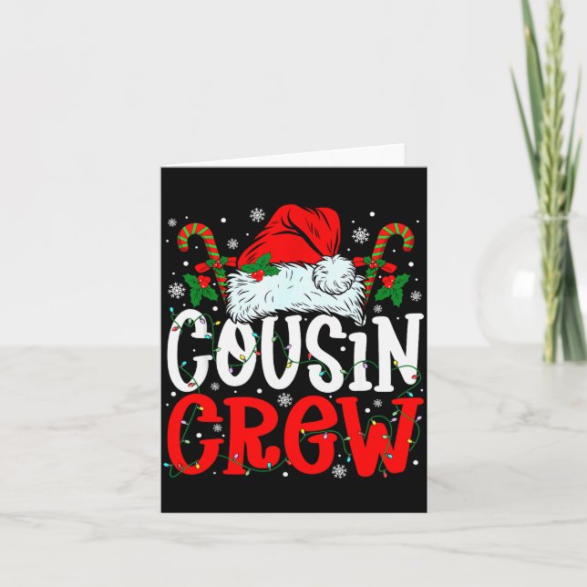 Cousin Crew Christmas Santa Hat Xmas Lights Men Bo Card (Front)