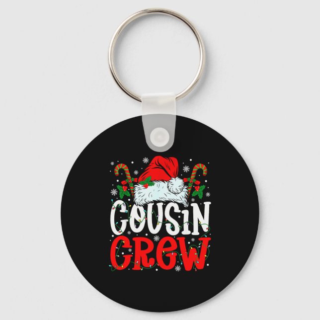 Cousin Crew Christmas Santa Hat Xmas Lights Men Bo Key Ring (Front)