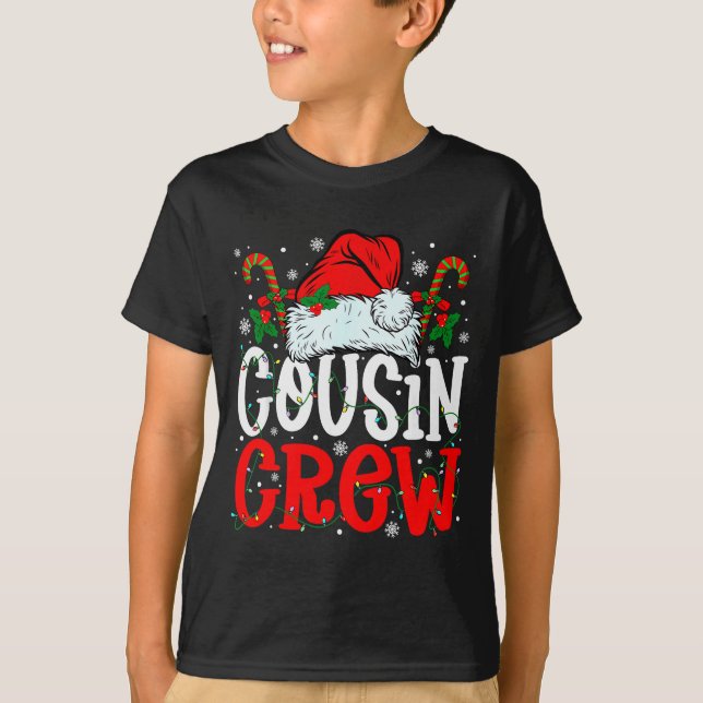 Cousin Crew Christmas Santa Hat Xmas Lights Men Bo T-Shirt (Front)