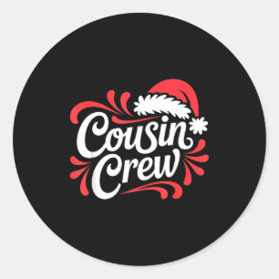 Cousin Crew Christmas Xmas Lights Family Matching  Classic Round Sticker