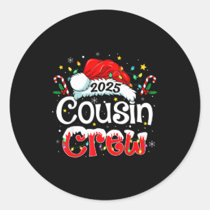 Cousin Crew Christmas Xmas Lights Family Matching  Classic Round Sticker