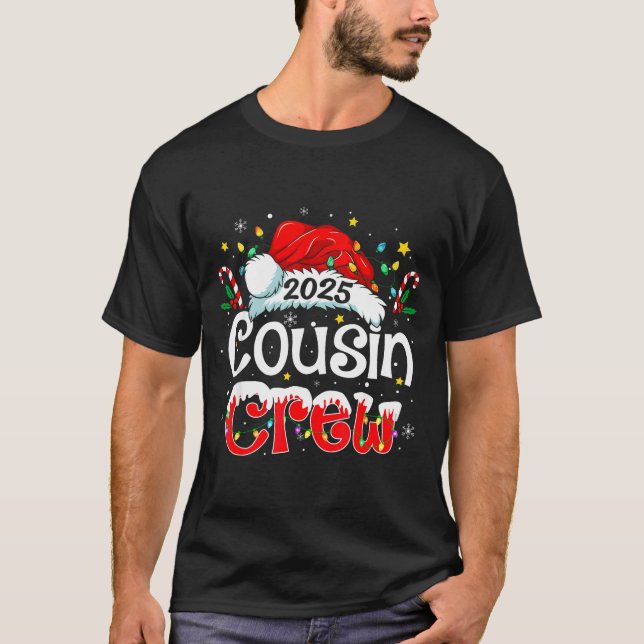 Cousin Crew Christmas Xmas Lights Family Matching  T-Shirt (Front)