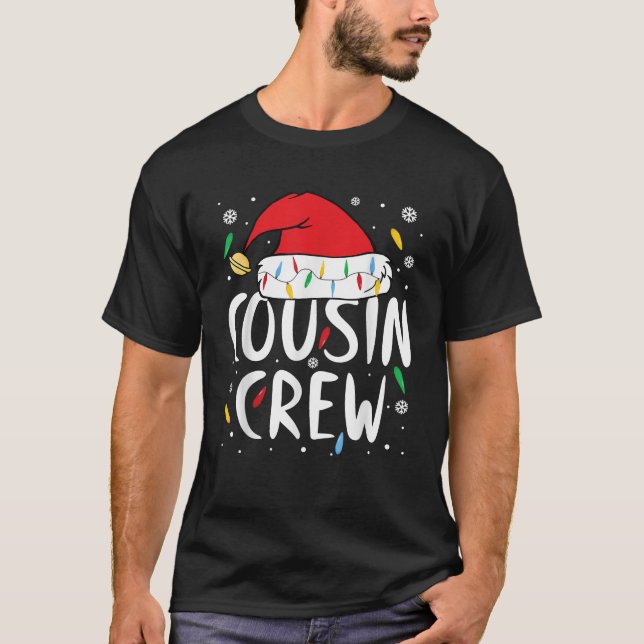 Cousin Crew Christmas Xmas Lights Family Matching  T-Shirt (Front)