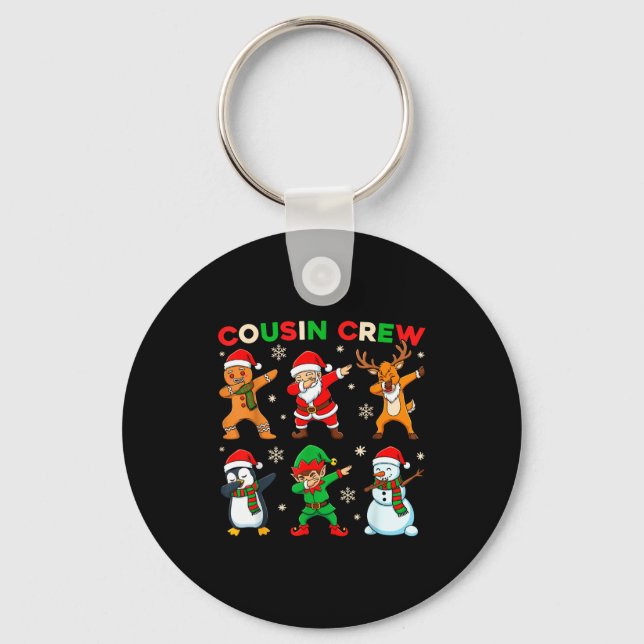Cousin Crew Dabbing Santa Elf Friends Christmas Fu Key Ring (Front)