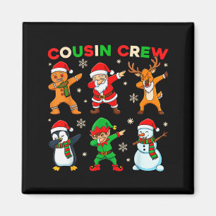 Cousin Crew Dabbing Santa Elf Friends Christmas Fu Magnet
