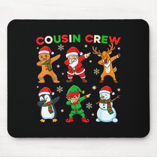 Cousin Crew Dabbing Santa Elf Friends Christmas Fu Mouse Mat (Front)