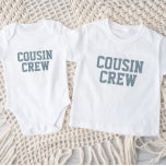 Cousin Crew | Dusty Blue Kids Baby T-Shirt<br><div class="desc">Custom printed apparel personalised with "Cousin Crew" graphic or other custom text. Use the design tools to edit the text fonts and colours or add your own photos to create a one of a kind custom t-shirt design. Select from a wide variety of t-shirts, tank tops and sweatshirts for men,...</div>